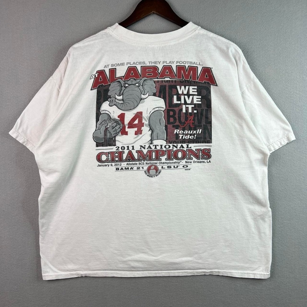 University of Alabama 2011 National Champions Football White Tee Shirt XXL